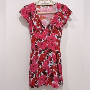 Zara dress printed floral mini flowy elastic waist above knee dress size xs